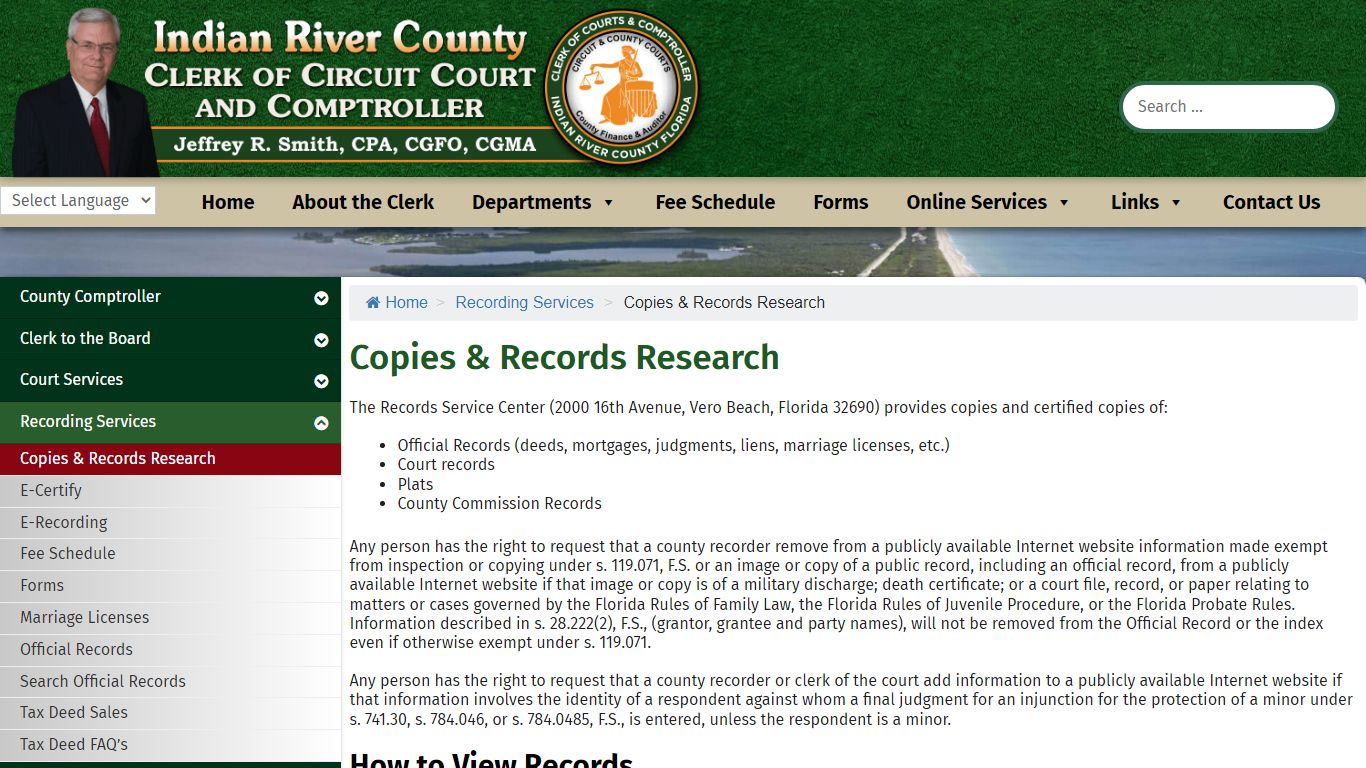 Copies & Records Research – Indian River Clerk of the Circuit Court ...