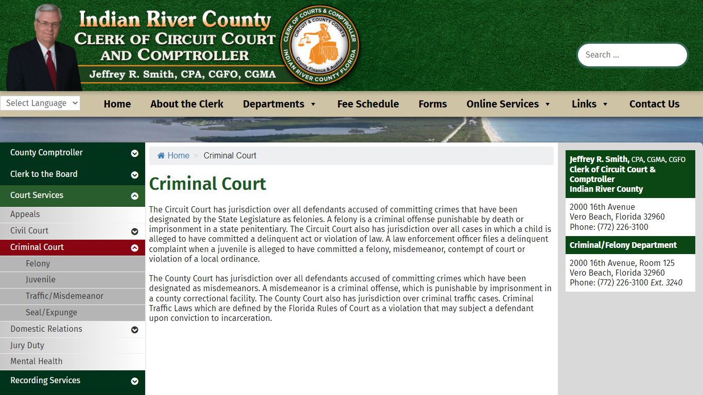 Criminal Court – Indian River Clerk of the Circuit Court & Comptroller